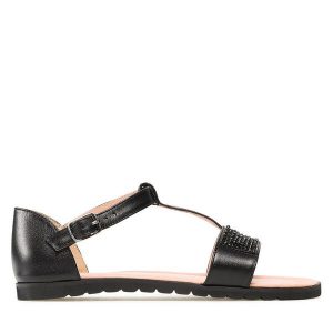 Sandały Flamingo. Czarne sandały Flamingo, bez wzorów, bez obcasa, na płaskiej podeszwie, bez zapięcia. Za 279,99 zł.