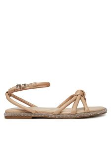 Guess Sandały FLJSLO LEA03 Beżowy. Brązowe sandały Guess, z aplikacjami, ze skóry, bez obcasa, na płaskiej podeszwie, bez zapięcia. Za 359,99 zł.