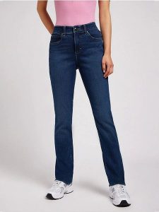 Lee Dżinsy - Slim fit - w kolorze granatowym rozmiar: W34/L33. Niebieskie jeansy Lee, z aplikacjami, ze skóry, z podwyższonym stanem. Za 149,31 zł.