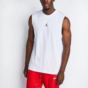 Tshirt Homme Tshirt Nike JUMPMAN SPRT SLVLS TOP Blanc Blanc. Białe topy Nike, m, bez wzorów, bez kołnierzyka, bez ramiączek. Za 159,00 zł.