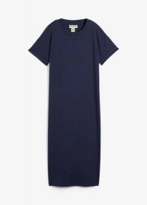 Sukienka T-shirtowa z czystej bawełny organicznej. Czarne sukienki bonprix, bez wzorów, z bawełny, klasyczne, bez kołnierzyka, bez ramiączek. Za 59,99 zł.