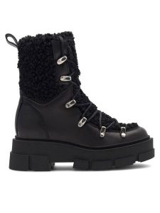 Badura Trzewiki FUNCHAL-2603 Czarny. Czarne botki Badura, bez wzorów, ze skóry, bez obcasa, na słupku, bez zapięcia. Za 449,99 zł.