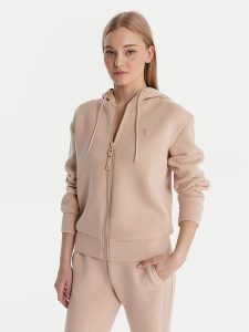 Guess Bluza V3RQ11 K7UW2 Beżowy Regular Fit. Brązowe bluzy Guess, xl, z aplikacjami, z wiskozy, bez kaptura. Za 390,99 zł.