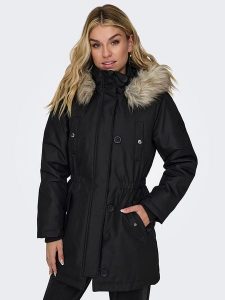 ONLY Parka w kolorze czarnym rozmiar: M. Czarne płaszcze ONLY, m, bez wzorów, bez kaptura. Za 202,50 zł.
