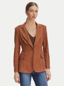 Rinascimento Marynarka CFC0127916003 Brązowy Regular Fit. Brązowe marynarki i żakiety Rinascimento, s, bez wzorów, ze skóry. Za 599,99 zł.