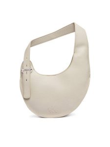 Calvin Klein Torebka Asym Buckle Shoulder Bag LV04F3872G Kremowy. Białe torebki klasyczne Calvin Klein, bez wzorów, ze skóry, bez dodatków. Za 449,99 zł.