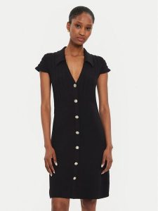 Morgan Sukienka dzianinowa 242-RMSIX Czarny Slim Fit. Czarne kombinezony Morgan, s, bez wzorów, z dzianiny, bez kołnierzyka, bez ramiączek. Za 209,99 zł.