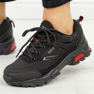 Czarne półbuty trekkingowe Softshell Dk 15507. Czarne buty trekkingowe DK, z jeansu, bez zapięcia. Za 149,00 zł.