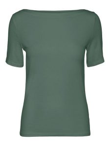 Vero Moda Koszulka "Panda" w kolorze ciemnozielonym rozmiar: XL. Zielone bluzki Vero Moda, xl, bez wzorów, z bawełny, bez kołnierzyka, bez ramiączek. Za 63,95 zł.
