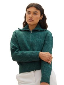 Tom Tailor Bluza w kolorze ciemnozielonym rozmiar: XL. Zielone bluzy Tom Tailor, xl, bez wzorów, bez kaptura. Za 83,42 zł.