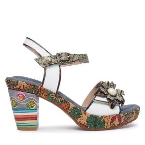 Sandały Laura Vita. Szare sandały LAURA VITA, bez wzorów, bez obcasa, na słupku, bez zapięcia. Za 439,99 zł.