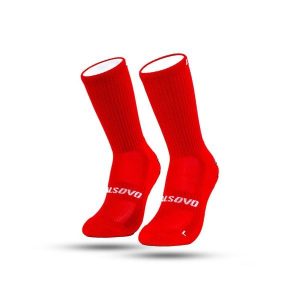 CALSOVO - Skarpetki z gripem - Antypoślizgowe - Jeden rozmiar - Piłka nożna. Czerwone skarpetki CALSOVO, bez wzorów, z materiału. Za 42,99 zł.
