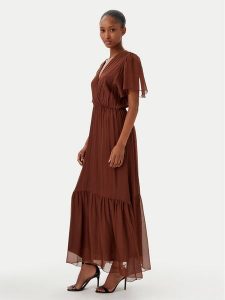 Haveone Sukienka letnia AFF-N006 Brązowy Loose Fit. Brązowe kombinezony Haveone, na lato, l, bez wzorów, z jedwabiu, bez kołnierzyka, bez ramiączek. Za 369,99 zł.