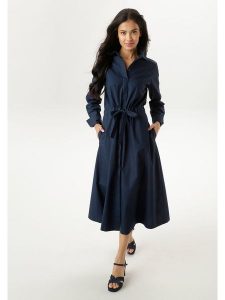 Aniston Sukienka w kolorze granatowym rozmiar: 48. Niebieskie sukienki Aniston, bez wzorów, z bawełny, bez kołnierzyka, bez ramiączek, midi. Za 104,99 zł.