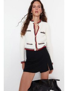 Trendyol Kardigan w kolorze białym rozmiar: S. Białe kardigany Trendyol, ze splotem. Za 117,95 zł.