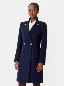 Rinascimento Płaszcz wełniany CFC0126218003 Granatowy Regular Fit. Niebieskie płaszcze Rinascimento, na zimę, xl, bez wzorów, z syntetyku, bez kaptura. Za 769,99 zł.