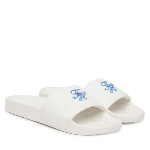 Klapki Tommy Hilfiger. Białe klapki TOMMY HILFIGER, bez wzorów, bez obcasa. Za 169,99 zł.