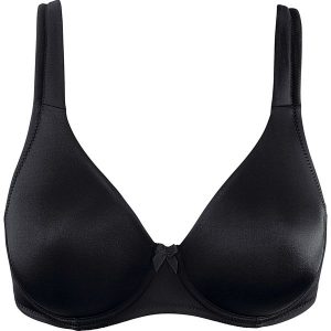 Biustonosz T-shirt na fiszbinach. Czarne biustonosze bonprix, bez wzorów. Za 59,99 zł.