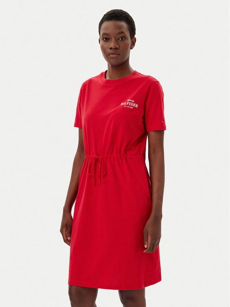 Tommy Hilfiger Sukienka codzienna WW0WW45529 Czerwony Regular Fit. Czerwone kombinezony TOMMY HILFIGER, xxs, bez wzorów, z bawełny, bez kołnierzyka, bez ramiączek. Za 249,99 zł.