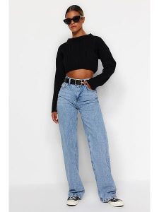 Trendyol Dżinsy - Comfort fit - w kolorze niebieskim rozmiar: 40. Niebieskie jeansy Trendyol, bez wzorów, z podwyższonym stanem. Za 86,99 zł.