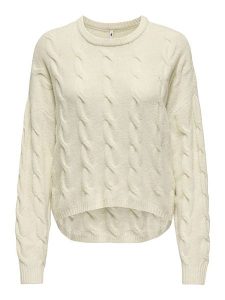ONLY Sweter w kolorze beżowym rozmiar: XS. Brązowe długie swetry ONLY, xs, ze splotem, bez kołnierzyka. Za 104,89 zł.