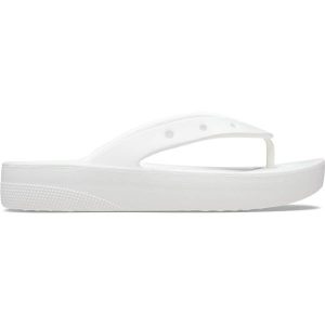 Japonki plażowe damskie Crocs Classic Platform Flip. Białe klapki Crocs, bez wzorów, bez obcasa. W wyprzedaży za 129,00 zł.