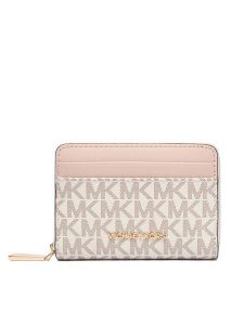 MICHAEL Michael Kors Portfel Jet Set 32T4GJ6Z5B Kremowy. Białe portfele MICHAEL Michael Kors, bez wzorów, ze skóry. Za 366,99 zł.