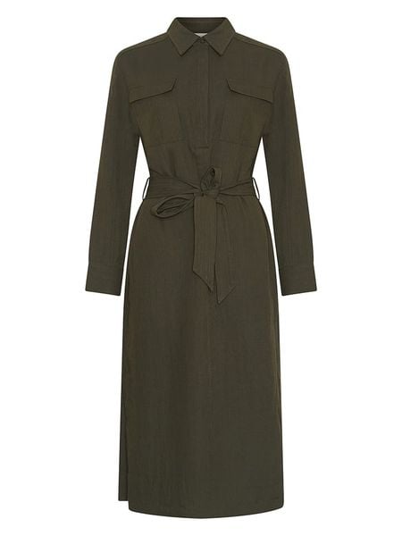 MOSS COPENHAGEN Sukienka w kolorze khaki rozmiar: M. Brązowe sukienki Moss Copenhagen, na co dzień, m, bez wzorów, z tkaniny, bez kołnierzyka, bez ramiączek, midi, proste. Za 184,89 zł.