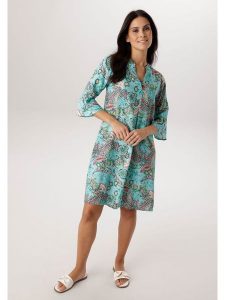 Aniston Sukienka w kolorze turkusowym rozmiar: 48. Niebieskie sukienki Aniston, na co dzień, bez wzorów, z wiskozy, bez kołnierzyka, bez ramiączek, midi, proste. Za 173,99 zł.