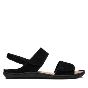 Sandały Josef Seibel. Czarne sandały Josef Seibel, bez wzorów, bez obcasa, na płaskiej podeszwie, bez zapięcia. Za 439,99 zł.