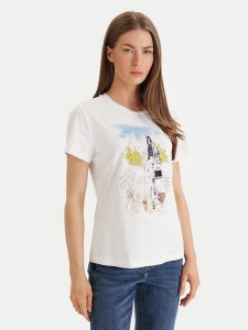 DKNY T-Shirt Central Park Conversational P61M0WNA Biały Regular Fit. Białe t-shirty DKNY, l, bez wzorów, z bawełny, bez kołnierzyka, bez ramiączek. Za 282,99 zł.