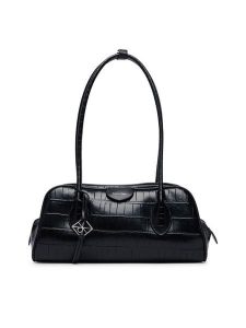 Calvin Klein Torebka Emblem Trio Croco Shoulder Bag LV04F3780G Czarny. Czarne torebki klasyczne Calvin Klein, bez wzorów, ze skóry, bez dodatków. Za 649,99 zł.