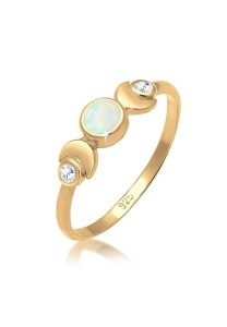 Elli Damski półksiężyc Astro Vintage Design z opalem i cyrkonią w srebrze 925 Sterling Silver Pierścionki 1 ct. Szare pierścionki Elli, z cyrkonią, srebrne. Za 207,39 zł.