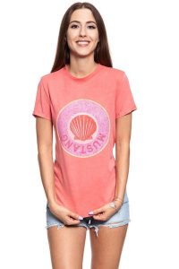MUSTANG T SHIRT DAMSKI Alina C Print Porcelain Rose 1009475 8204. Czerwone t-shirty Mustang, s, bez wzorów, bez kołnierzyka, bez ramiączek. W wyprzedaży za 39,99 zł.