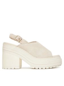 Converse Sandały Chuck 70 De Luxe Heel Mule A15070C Écru. Sandały Converse, bez wzorów, ze skóry, bez obcasa, na słupku, bez zapięcia. Za 319,99 zł.