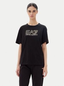 EA7 Emporio Armani T-Shirt 7W000098 AF12503 MC004 Czarny Loose Fit. Czarne t-shirty EA7 Emporio Armani, s, bez wzorów, z bawełny, bez kołnierzyka, bez ramiączek. Za 179,99 zł.
