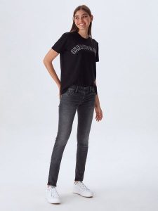 LTB Dżinsy "Molly" - Skinny fit - w kolorze antracytowym rozmiar: W25/L34. Czarne jeansy LTB, z aplikacjami. Za 74,63 zł.