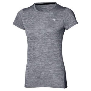 Koszulka do biegania damska Mizuno Impulse Core Tee lekka. Szare bluzki Mizuno, s, bez wzorów, sportowe, bez kołnierzyka, bez ramiączek. Za 55,99 zł.
