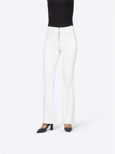 Heine Dżinsy - Slim fit - w kolorze białym rozmiar: W21. Białe jeansy Heine, bez wzorów, z podwyższonym stanem. Za 57,06 zł.
