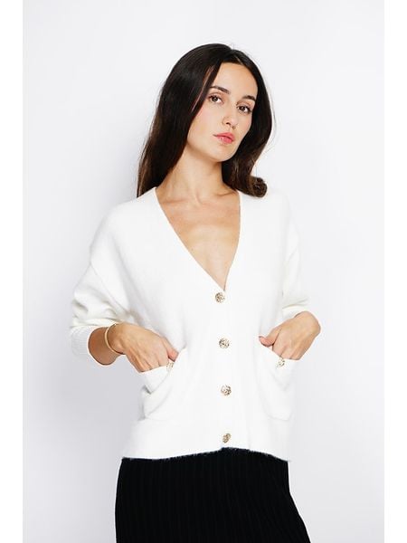 ASSUILI Kaszmirowy kardigan w kolorze białym rozmiar: 36. Białe kardigany Assuili, z kaszmiru. Za 139,20 zł.