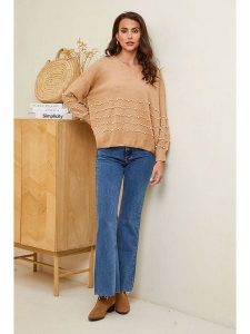Soft Cashmere Sweter w kolorze jasnobrązowym rozmiar: 34/36. Brązowe swetry oversize Soft Cashmere, bez wzorów, z kaszmiru, bez ramiączek. Za 104,99 zł.