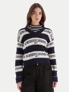 Tommy Jeans Sweter DW0DW21682 Granatowy Regular Fit. Niebieskie swetry klasyczne Tommy Jeans, xxs, z bawełny, bez kołnierzyka. Za 389,99 zł.