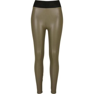 Damskie legginsy z wysoką talią z faux skóry Urban Classics. Zielone legginsy Urban Classics, bez wzorów, ze skóry, z podwyższonym stanem. Za 175,50 zł.