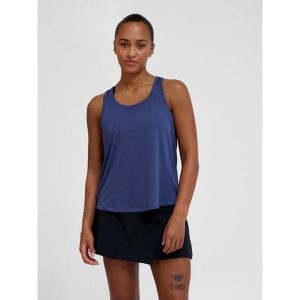 Damski tank top Hummel Court. Niebieskie topy Hummel, bez wzorów, sportowe, bez kołnierzyka, bez ramiączek. Za 130,50 zł.