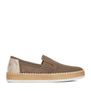 Espadryle Rieker. Szare espadryle Rieker, bez wzorów, bez obcasa. Za 319,99 zł.