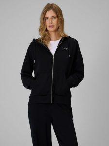 4F Bluza dresowa loose z kapturem damska - czarna S. Czarne bluzy 4f, s, bez wzorów, z dresówki, z kapturem. Za 159,99 zł.