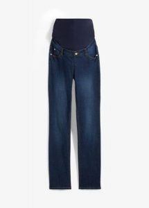 Dżinsy ciążowe z bawełny organicznej, straight leg. Niebieskie jeansy bonprix, bez wzorów, z bawełny. Za 169,99 zł.