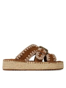 Mou Espadryle Jute sandal MU.SW641003A Brązowy. Brązowe espadryle Mou, bez wzorów, ze skóry, bez obcasa. Za 619,99 zł.
