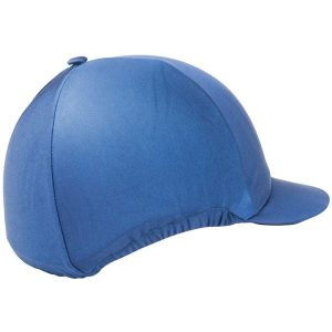 Nylonowa czapka do kasku jeździeckiego T de T. Niebieskie czapki T DE T, bez wzorów, z nylonu. Za 137,00 zł.