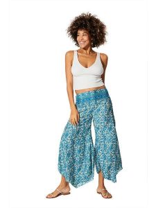 Aller Simplement Spodnie w kolorze niebiesko-kremowym rozmiar: 38/40. Niebieskie spodnie z wysokim stanem Aller Simplement, bez wzorów, z materiału, z podwyższonym stanem. Za 43,99 zł.